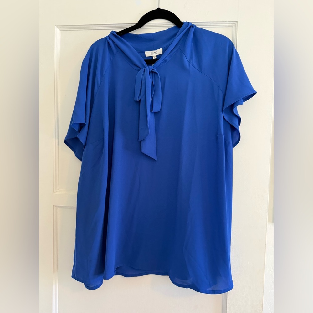 Pleione Royal Blue Tie-Front Blouse
